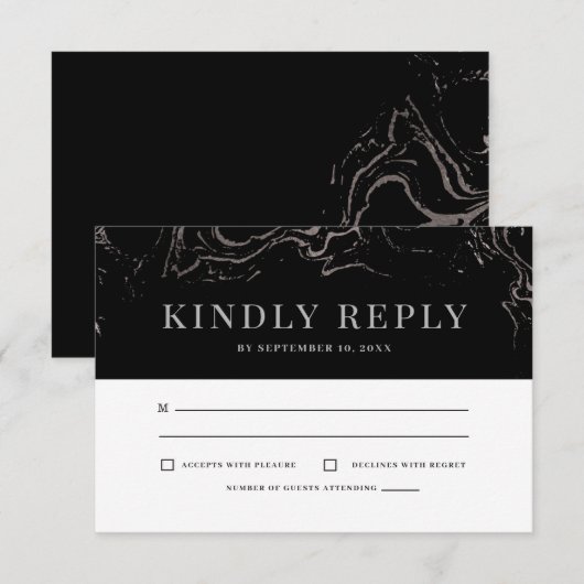Gala Elegant Silver Marbling RSVP (Voorkant / Achterkant)