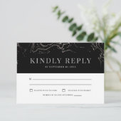 Gala Elegant Silver Marbling RSVP Kaartje (Staand voorkant)