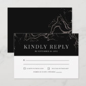 Gala Elegant Silver Marbling RSVP Kaartje (Voorkant / Achterkant)