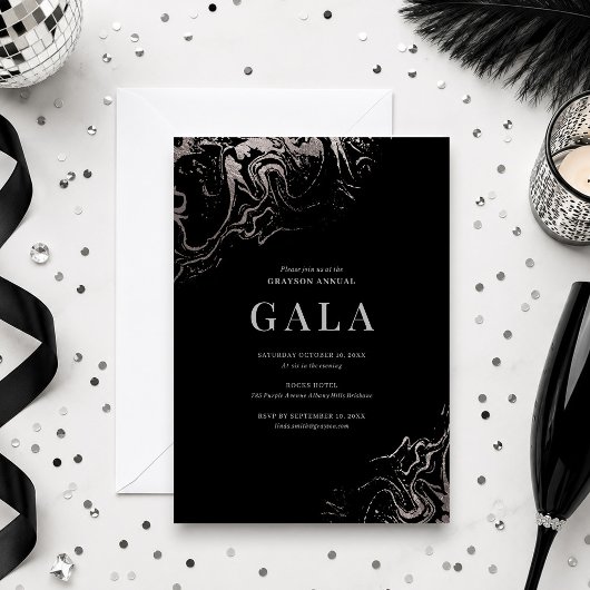 Gala Elegant Zilver Marmering Kaart