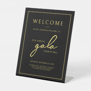 Gala Event Charity Fundraiser Black Gold Welkom Reclamebord Met Voetstuk
