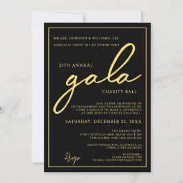 Gala Event Charity Fundraiser Elegant Black Gold Kaart