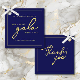 Gala Event Charity Fundraiser Elegant Blauw Goud Bedankjes Labels