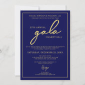 Gala Event Charity Fundraiser Elegant Blauw Goud Kaart (Voorkant)