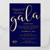 Gala Event Charity Fundraiser Elegant Blue Gold Folie Uitnodiging (Voorkant)
