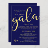 Gala Event Charity Fundraiser Elegant Blue Gold Kaart (Voorkant / Achterkant)