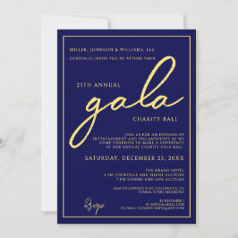 Gala Event Charity Fundraiser Elegant Blue Gold Kaart