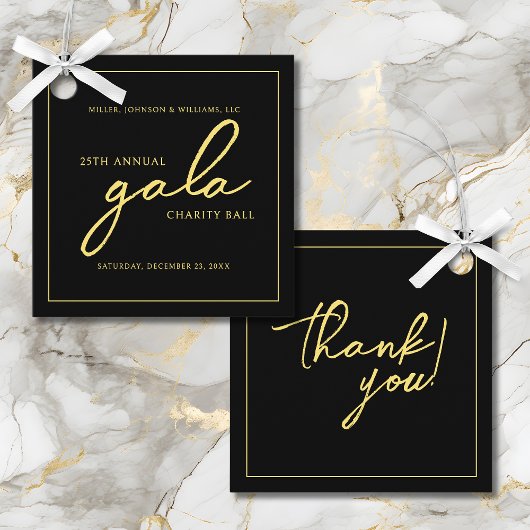 Gala Event Charity Fundraiser Elegant Zwart Goud Bedankjes Labels