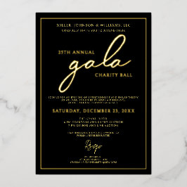 Gala Event Charity Fundraiser Elegant Zwart Goud Folie Uitnodiging