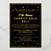 Gala Event Charity Fundraiser Elegant Zwart Goud Folie Uitnodiging (Voorkant)