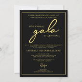Gala Event Charity Fundraiser Elegant Zwart Goud Kaart (Voorkant)