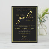 Gala Event Charity Fundraiser Elegant Zwart Goud Kaart (Staand voorkant)