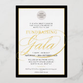 GALA FUNDRAISER modern logo calligrafie zwart goud Folie Uitnodiging (Voorkant)