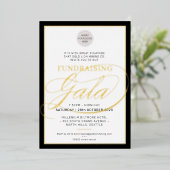 GALA FUNDRAISER modern logo calligrafie zwart goud Folie Uitnodiging (Staand Voorkant)