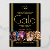 Gala Invitation Photo Corporate Logo Black Gold Folie Uitnodiging (Voorkant)