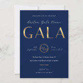 Gala Night Navy & Gold Logo Business Fundraiser Kaart (Voorkant)