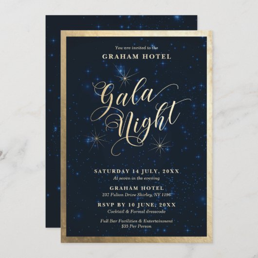 Gala Night Sterrennacht Sky Uitnodiging (Voorkant / Achterkant)