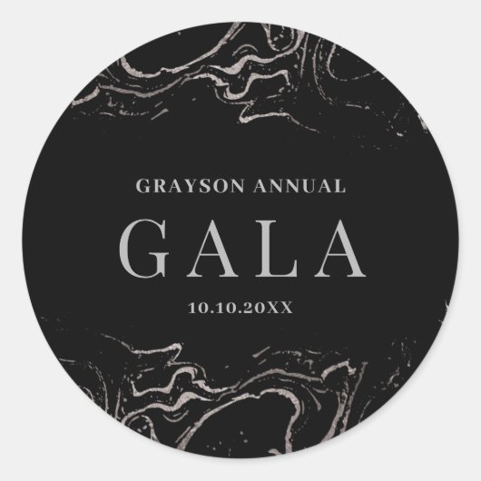 Gala Silver Marble Ronde Sticker (Voorkant)