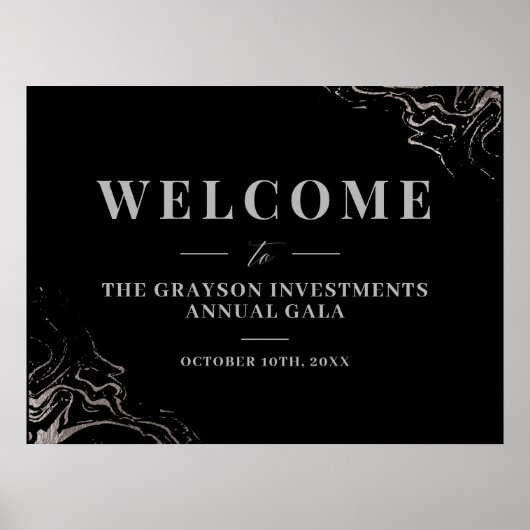 Gala Silver Marble Welcome Sign Poster (Voorkant)