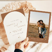 GALA Terracotta Boho Arch Celestial Save the Date Kaart