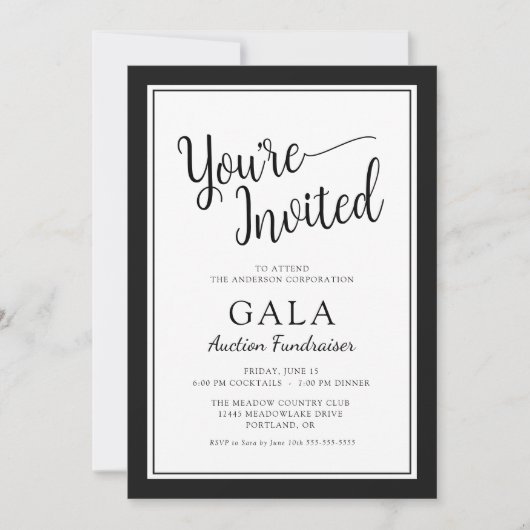 Gala-veiling fundraiser zakelijke onderneming kaart (Voorkant)