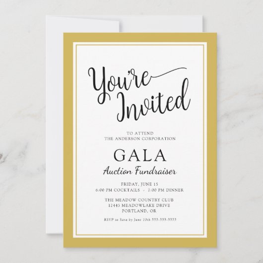 Gala-veiling fundraiser zakelijke onderneming kaart (Voorkant)