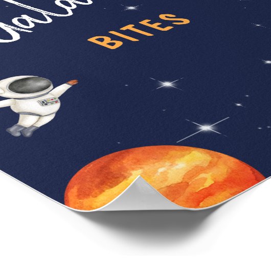 Galactic Bites Space Thema Verjaardagsfeestje teke Poster (Hoek)