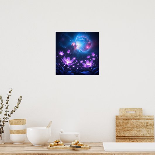 Galactic Bloom Garden under the Cosmic Light Poster (Keuken)