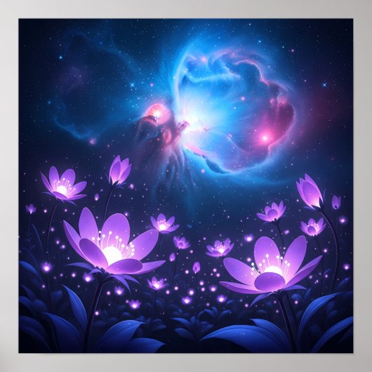 Galactic Bloom Garden under the Cosmic Light Poster (Voorkant)