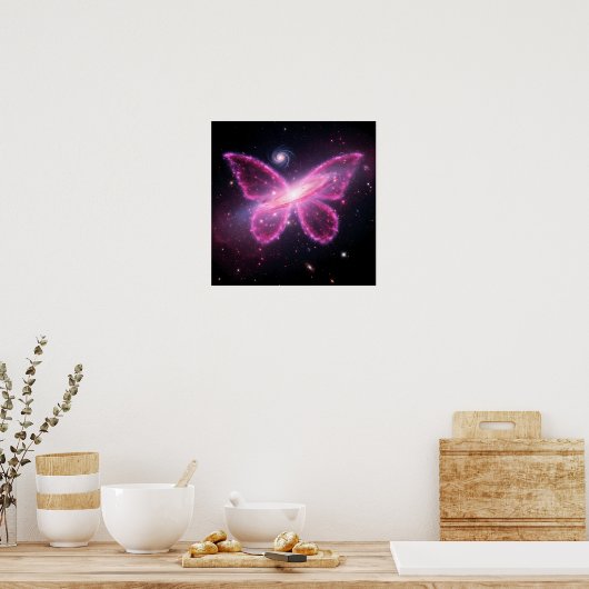 Galactic Butterfly of Light in a Cosmic Sky Poster (Keuken)