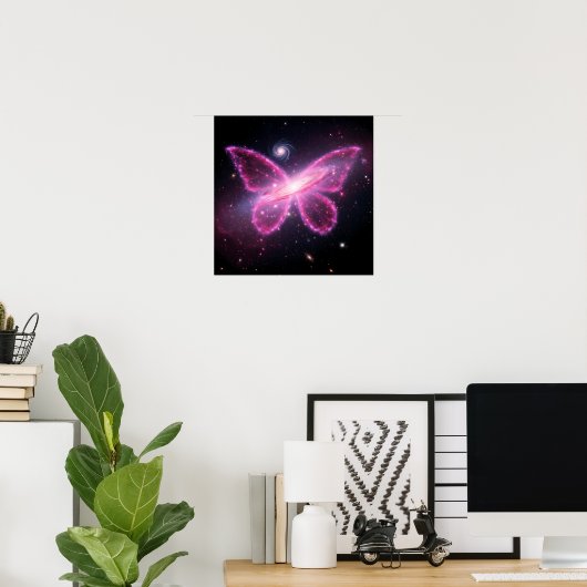 Galactic Butterfly of Light in a Cosmic Sky Poster