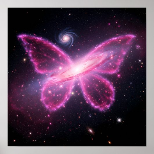 Galactic Butterfly of Light in a Cosmic Sky Poster (Voorkant)