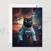Galactic Cat Astronaut Briefkaart (Voorkant / Achterkant)