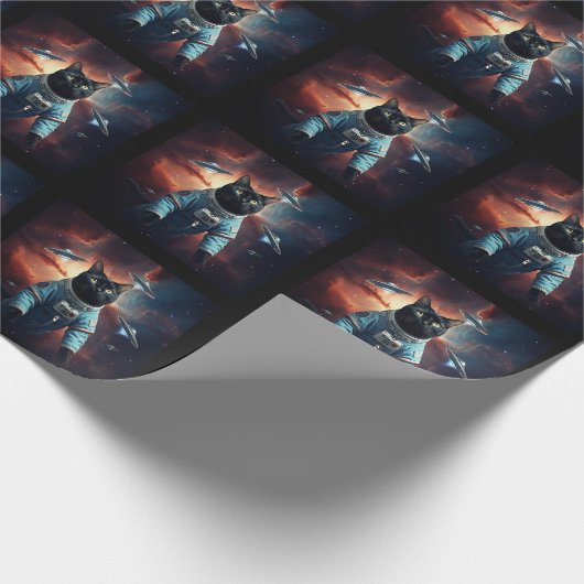 Galactic Cat Astronaut Cadeaupapier (Hoek)