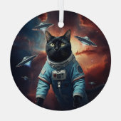 Galactic Cat Astronaut Glas Ornament (Achterkant)