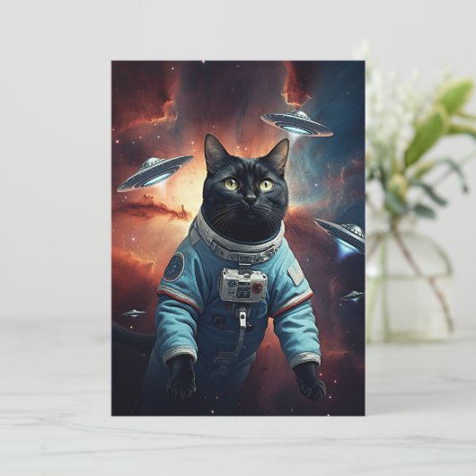 Galactic Cat Astronaut Kaart (Staand voorkant)