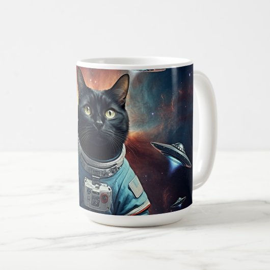 Galactic Cat Astronaut Koffiemok (Voorkant rechts)
