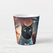 Galactic Cat Astronaut Latte Mok (Voorkant)