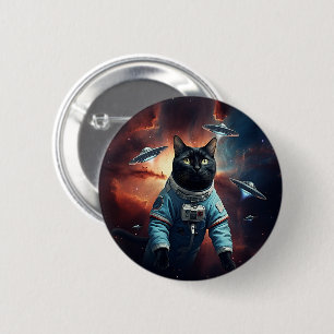 Galactic Cat Astronaut Ronde Button 5,7 Cm