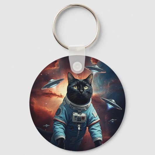 Galactic Cat Astronaut Sleutelhanger (Voorkant)