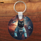Galactic Cat Astronaut Sleutelhanger (Voorkant)