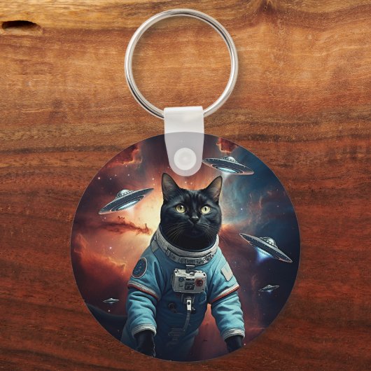 Galactic Cat Astronaut Sleutelhanger (Voorkant)