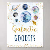 Galactic Goodies Blue Gold Space Birthday Sign Poster (Voorkant)