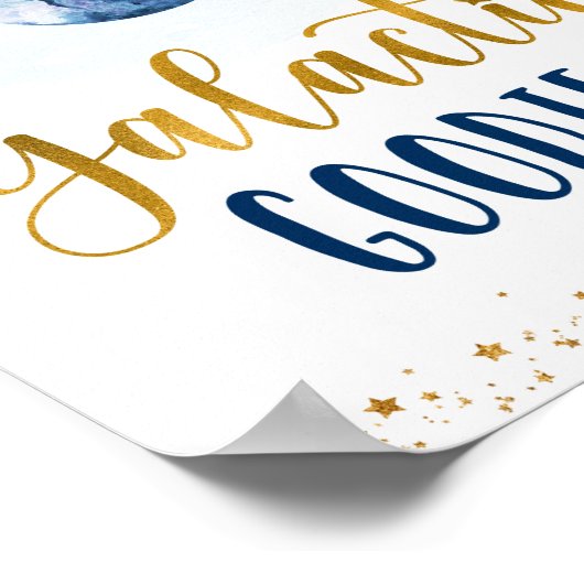 Galactic Goodies Galaxy Blue Gold Space Birthday Poster (Hoek)