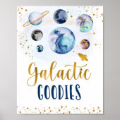 Galactic Goodies Galaxy Blue Gold Space Birthday Poster (Voorkant)