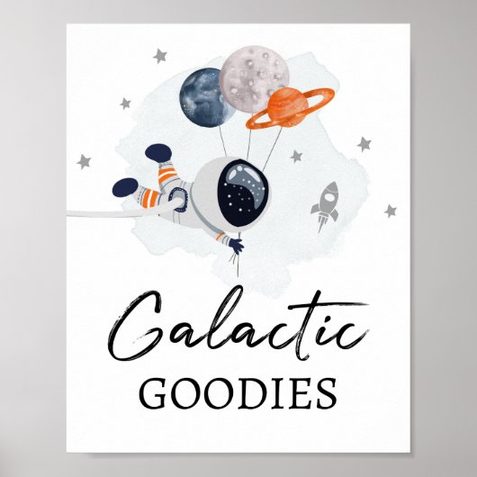 Galactic Goodies Space Party Astronaut Boy Sign Poster (Voorkant)