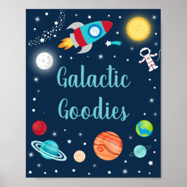 Galactic Goodies Space Rocket Ship Planet Party Poster