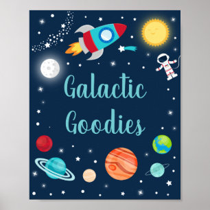 Galactic Goodies Space Rocket Ship Planet Party Poster