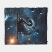 Galactic Grace: De Zwarte Zwaan. Fleece Deken (Voorkant (Horizontaal))