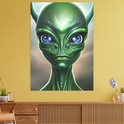 Galactic Green Alien Canvas print (Insitu (Woonkamer))